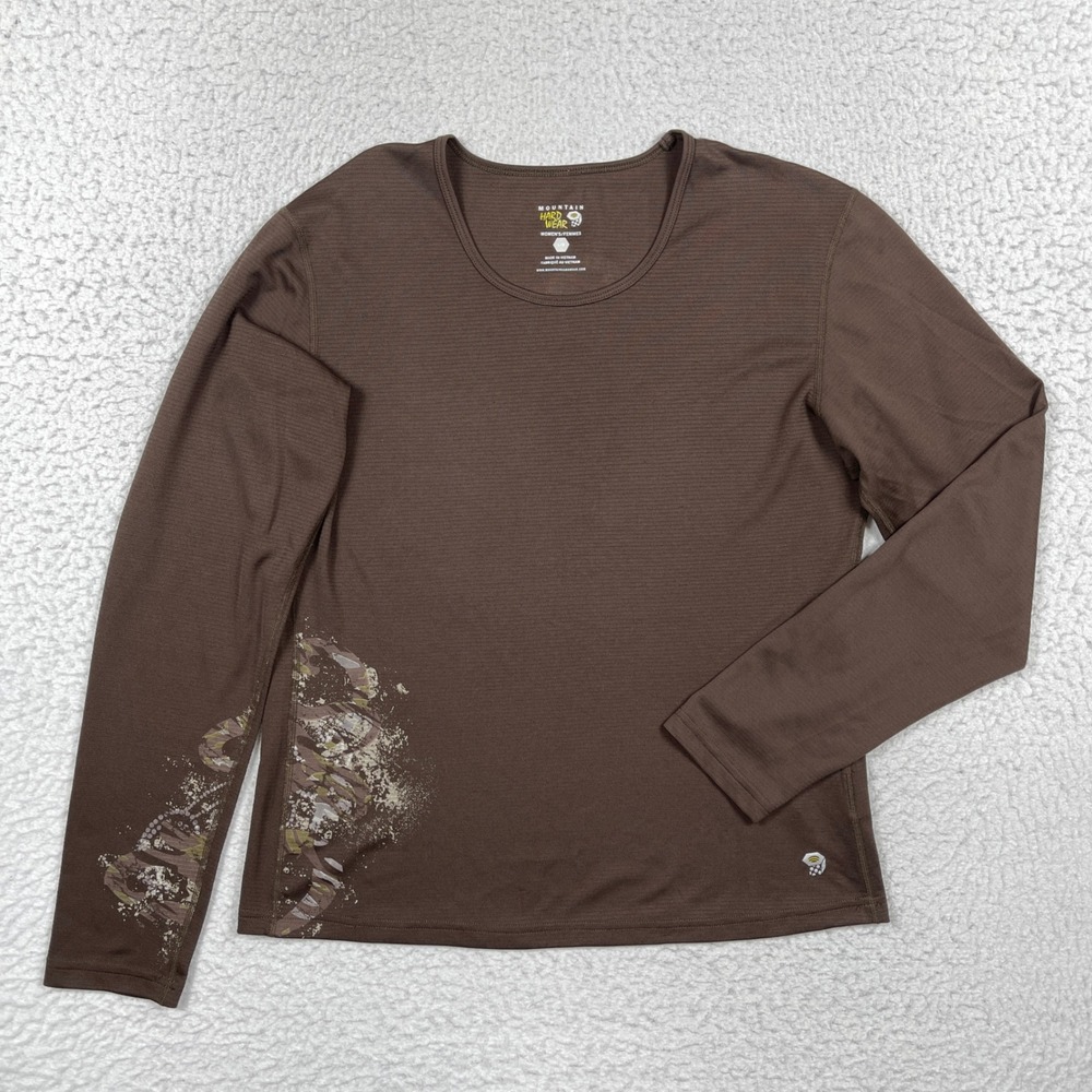 Mountain Hardwear Long Sleeve Womens L Brown Graphic Outdoor Gorpcore Hiking Top